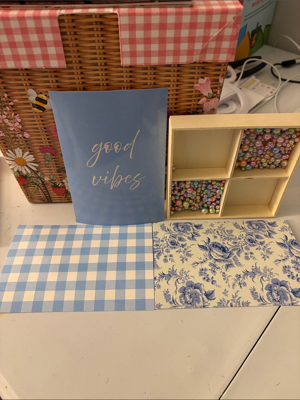 Good Vibes Blue Art Print - Inspirational Home Wall Decor Trio